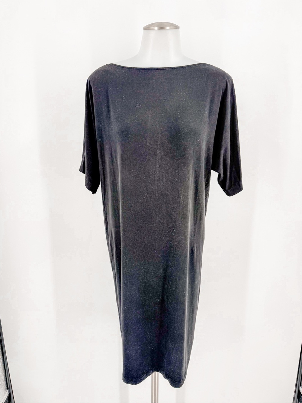 Eileen Fisher Black Minimalist Shift Dress XS Dolman Sleeve